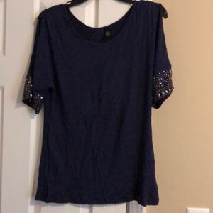 Blue shirt with beaded back